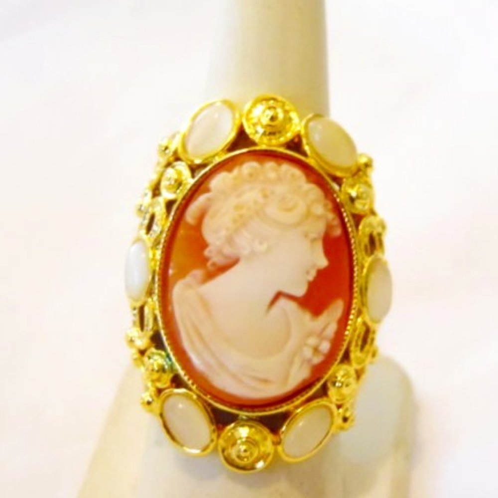 AMEDEO NYC "Modica" 25mm Simulated Cats Eye Ring Size 8